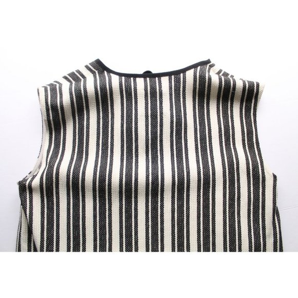 Baum Und Pfergarten Aralda Dress Stripe Fringe Hem Ecru Black Size 40/ L - Picture 7 of 10